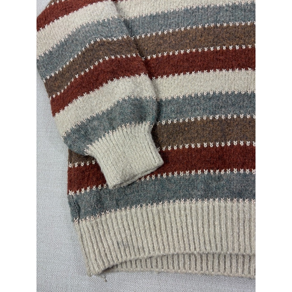 Davi & Dani Women's Knit Sweater Gray Brown Cream Striped Size Small - Picture 16 of 16